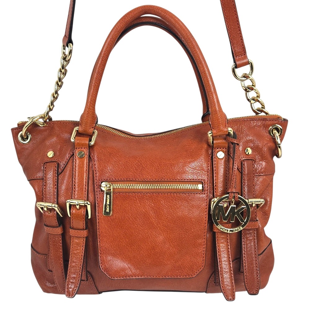 Michael Kors McGraw Genuine Leather Handbag Shoulder Bag Burnt Orange NEAR MINT